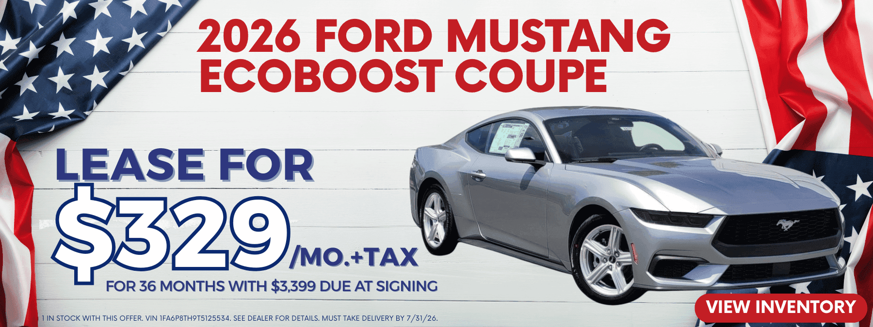 2026 Mustang Ecoboost Coupe Lease July