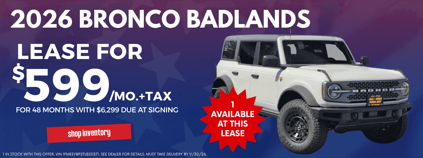 Bronco September Lease
