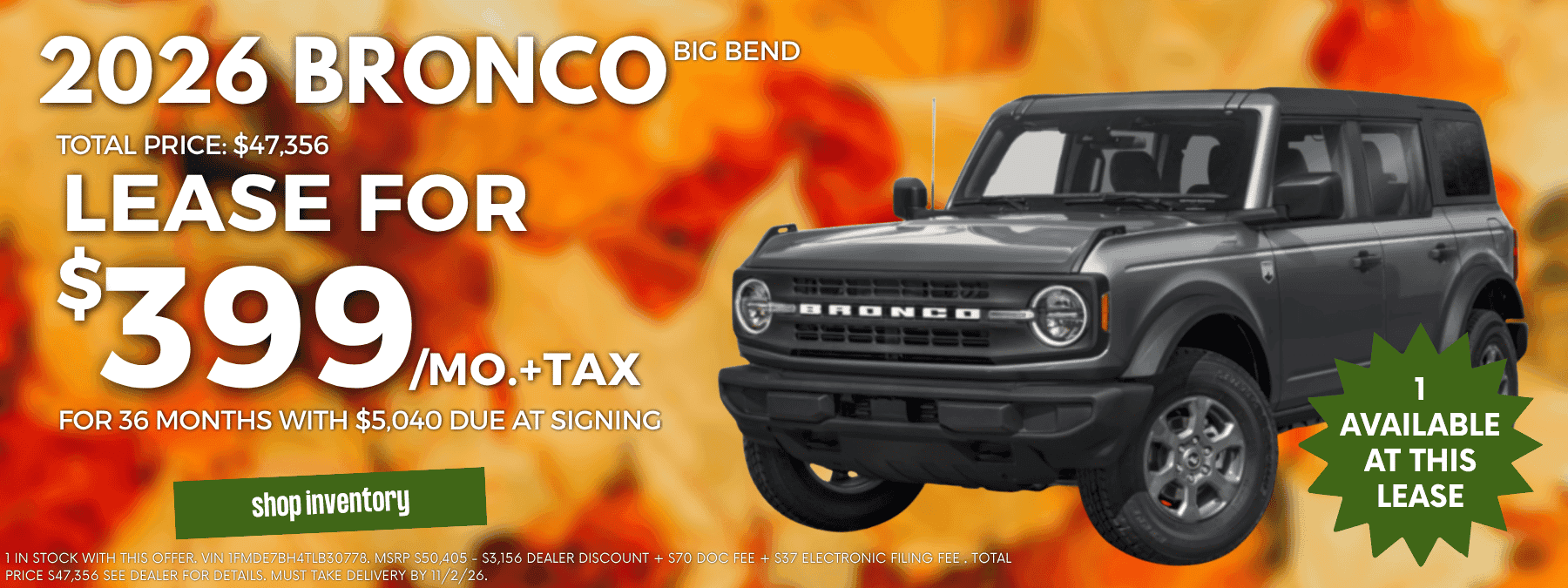 Bronco Big Bend Lease October