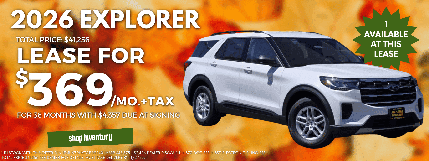 Explorer October Lease