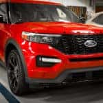 Red Explorer ST parked at Bill Brown Ford in Livonia, MI