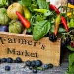 Basket full of fresh produce at a local Livonia, MI Farmers Market