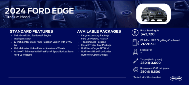 Edge Models The 2024 Ford Edge Titanium Available At Bill Brown Ford | Bill Brown Ford