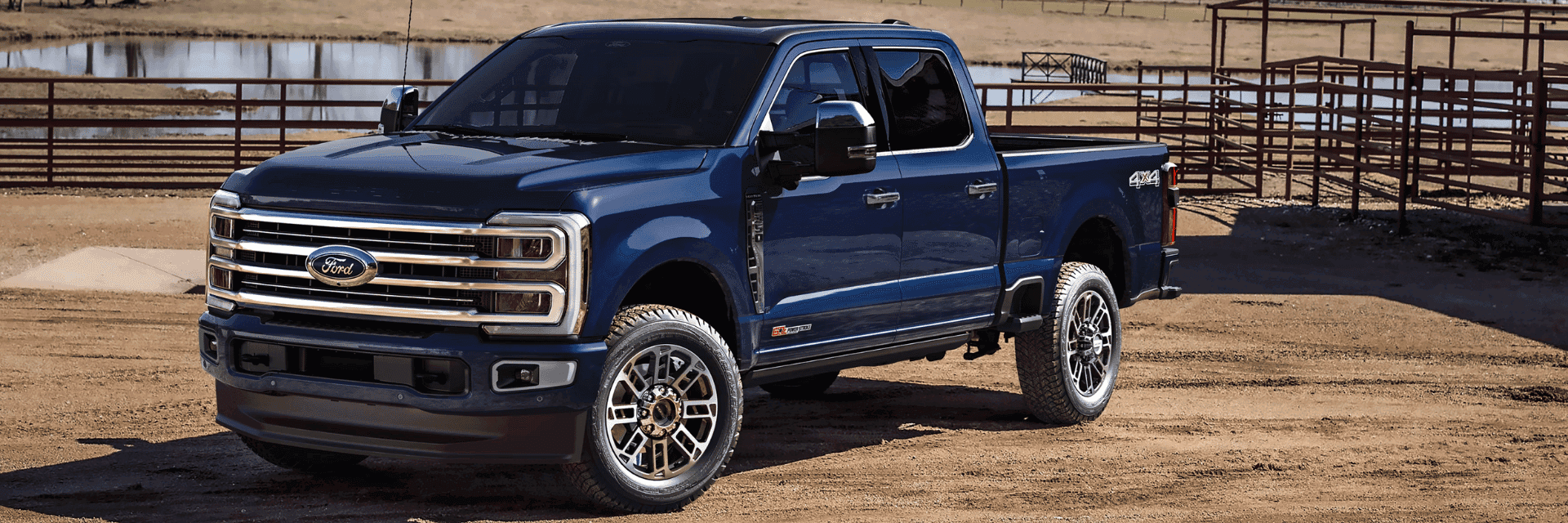 2026 Ford Super Duty® F-350® pickup with the Platinum® Plus Package parked on a farm