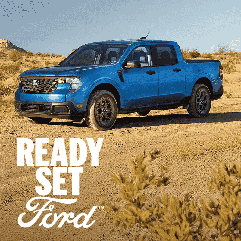 The 2025 Ford Maverick® pickup parked on a trail in the desert