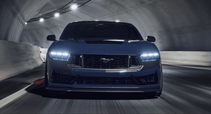 Blue 2025 Ford Mustang facing front