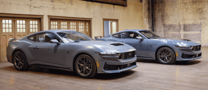 Blue 2025 Ford Mustang facing front