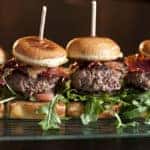 Game day hamburger sliders on a plate