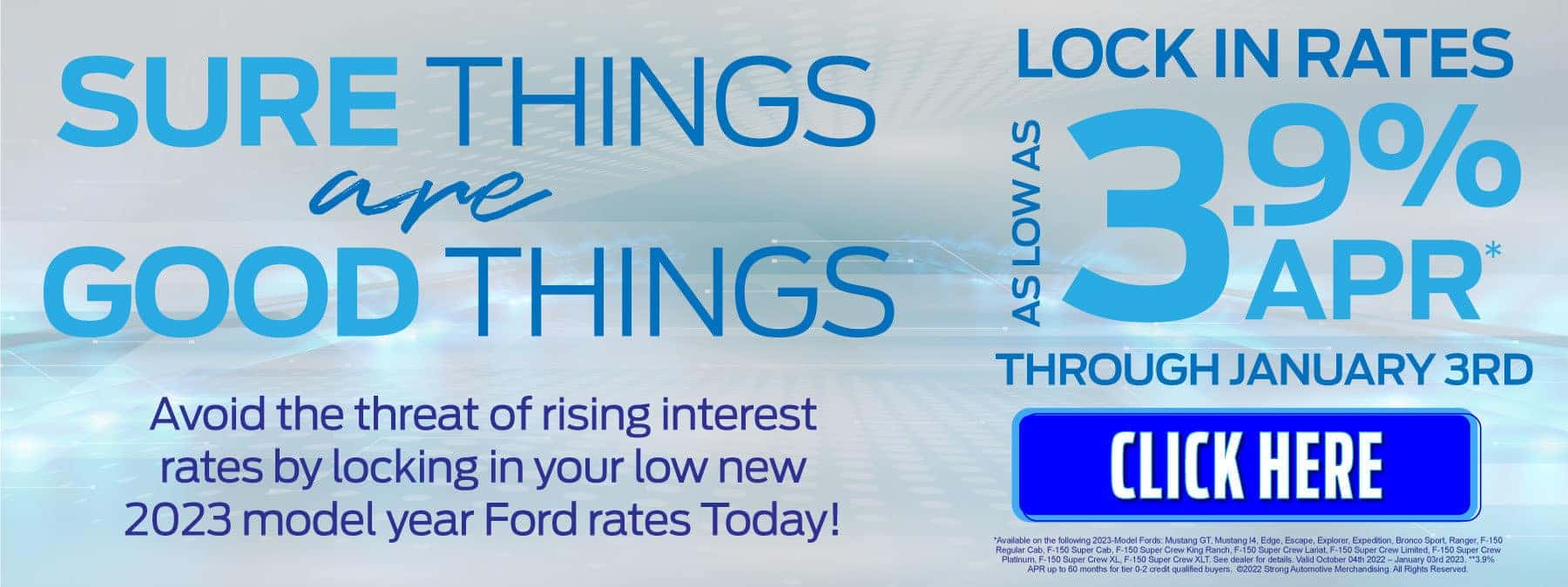 Rates as low as 3.9% APR through January 3rd - Click Here