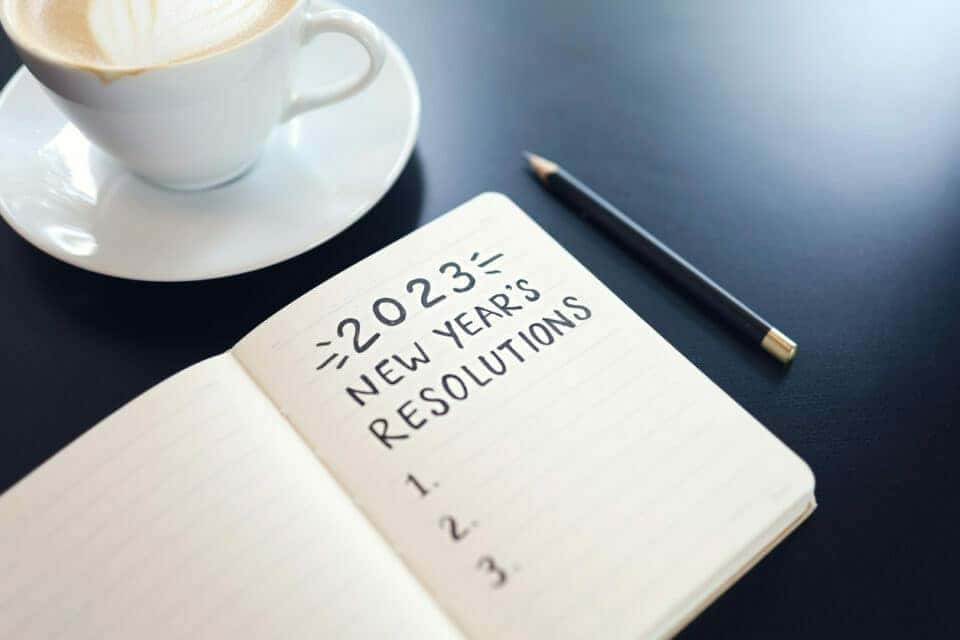 Journal with new years resolutions