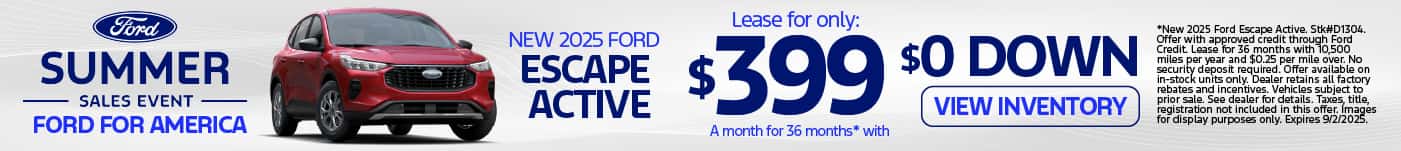 2025 Ford Escape Active $399/mo for 36 mo - $0 Down