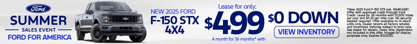 2025 Ford F-150 STX 4x4 $499/mo for 36 mo - $0 Down