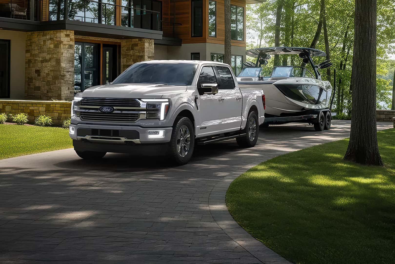 a 2026 Ford F-150 Towing a boat