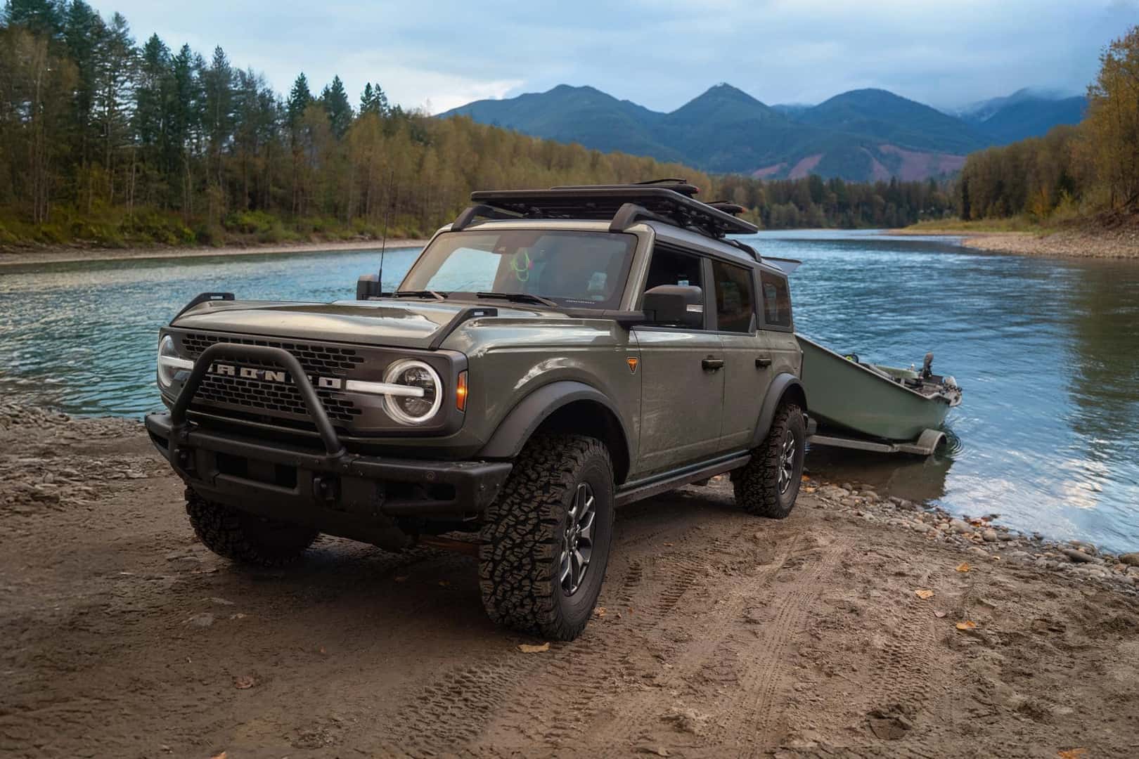 ford bronco towing a boat
