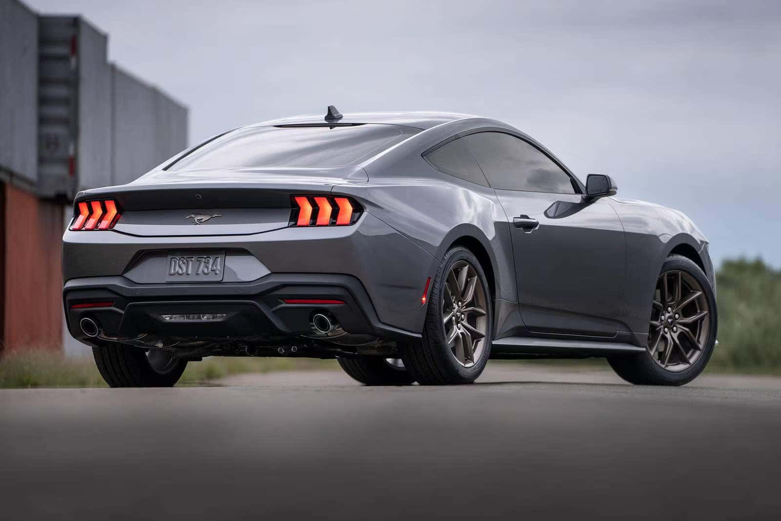 a view of the rear end of the new 2026 ford mustang