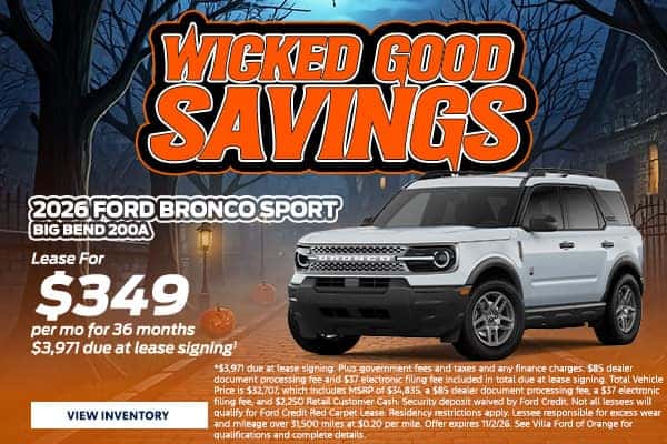 2026 Bronco Sport - Lease For $349 per month for 36 months $3,971 due at lease signing
