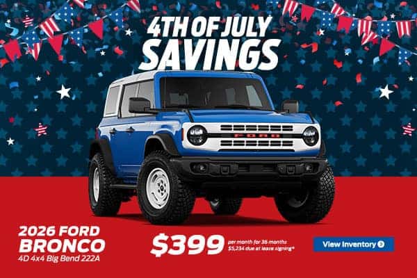 2026 Bronco - $399 / mo for 36 months $5,234 due at lease signing