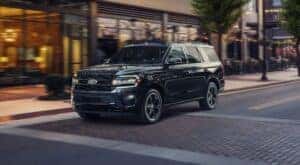 Black 2023 Ford Expedition Stealth Edition on a city street