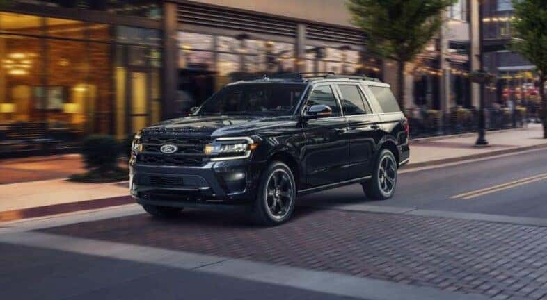 Black 2023 Ford Expedition Stealth Edition on a city street