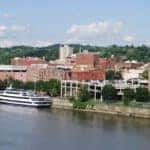 A waterfront view of Troy, NY during the summer time.
