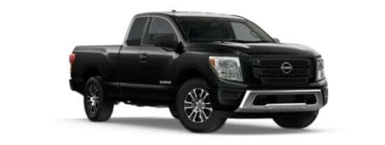 A black 2020 Nissan Titan SV is angled right.