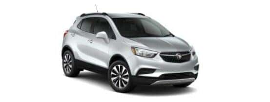 A silver 2020 Buick Encore is angled right.