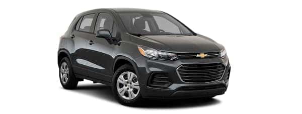 A black 2020 Chevy Trax is facing right.