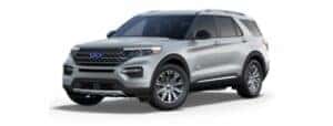 A silver 2020 Ford Explorer King Ranch is angled left.