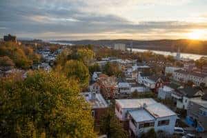 A sunset view of the river next Poughkeepsie NY