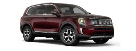 A maroon 2020 Kia Telluride is angle right.