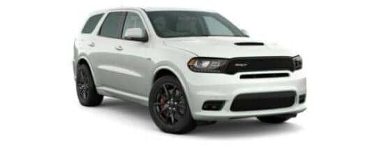 A white 2020 Dodge Durango SRT is angled right.