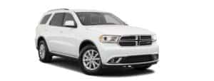 A white 2020 Dodge Durango is facing right.