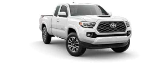 A white 2020 Toyota Tacoma TRD Sport is angled right.