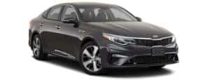 A black 2020 Kia Optima is angled right.