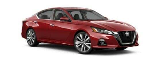 A red 2020 Nissan Altima is angled right.