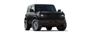 A black 2021 Ford Bronco two-door is angled right.
