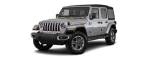 A silver 2020 Jeep Wrangler Unlimited is angled left.