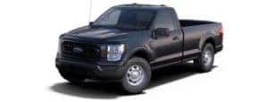 A black 2021 Ford F-150 XL is angled left.
