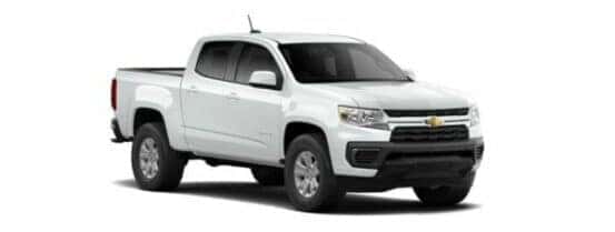 A white 2021 Chevy Colorado LT is angled right.
