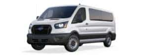 A white 2021 Ford Transit XL is angled left.