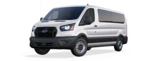 A white 2021 Ford Transit XL is angled left.