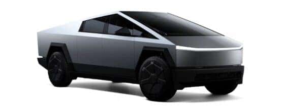 A silver 2022 Tesla Cybertruck is angled right.