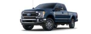 A blue 2022 Ford F-350 is angled left.