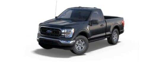 A black 2022 Ford F-150 XLT is angled left.
