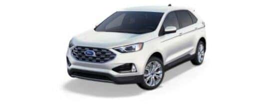 A white 2022 Ford Edge Titanium is angled left.