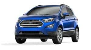 A blue 2022 Ford EcoSport SE is angled left.