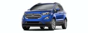 A blue 2022 Ford EcoSport is angled left.