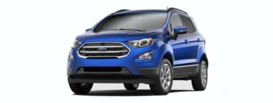 A blue 2022 Ford EcoSport is angled left.