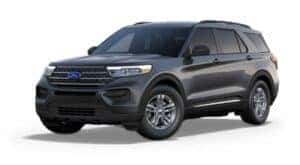 A grey 2022 Ford Explorer XLT is angled left.