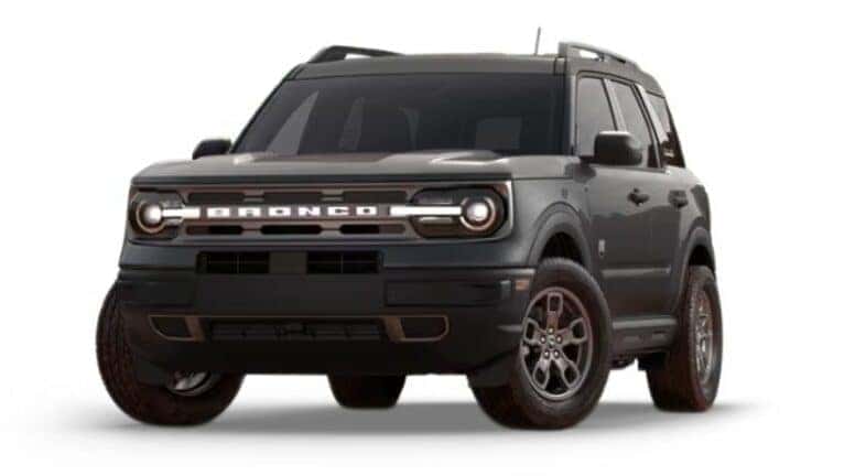 A dark grey 2022 Ford Bronco Sport Big Bend is angled left.